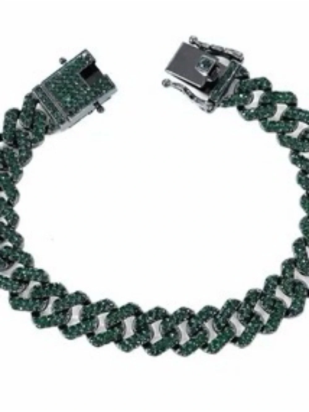 Invicta Green Pave Cuban Link Bracelet for Men